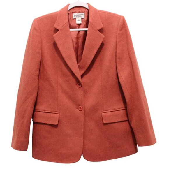 Pendleton Blazer Jacket Size 8 Lambswool Coral Peach Business Classic Preppy USA - Picture 1 of 13